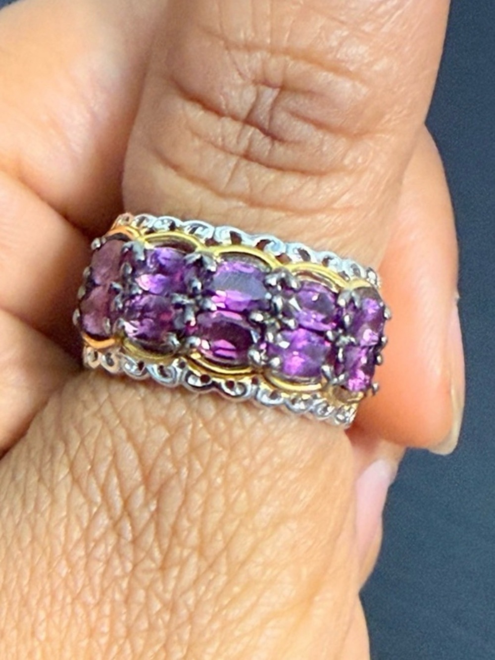 Genuine Purple Garnet sterling Silver 925 Ring